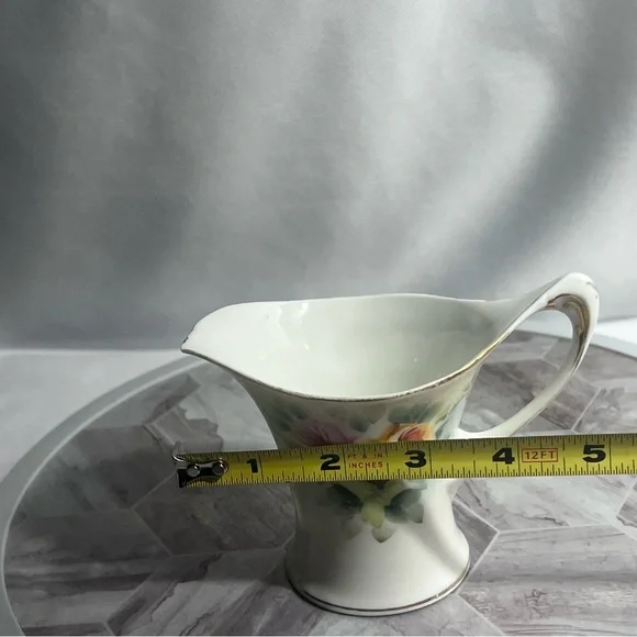 Antique Nippon Hand Painted Floral Creamer with Gold Trim – Crown Mark Japan - Picture 7 of 9